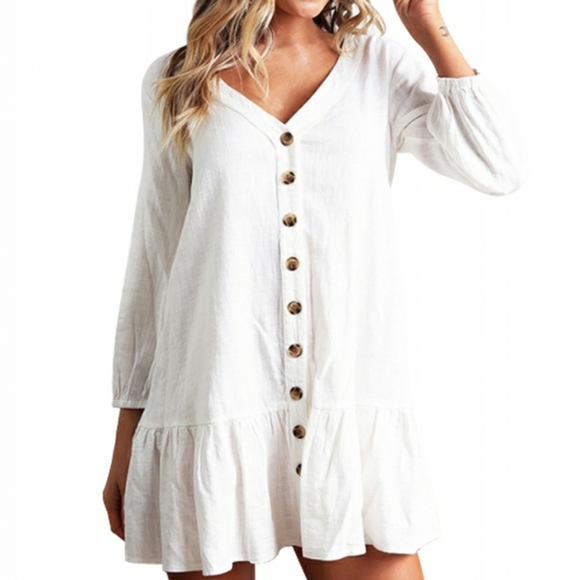 Front Button Mini Dress - Picture 2 of 5